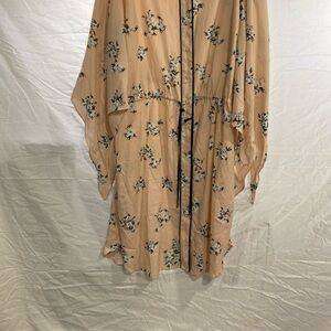 Ralph Lauren Peach Floral Mini Dress with Black Trim